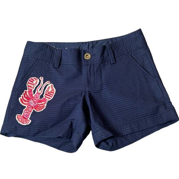 Lilly Pulitzer Short Womens 0 Blue‎ The Callahan 5" Short Lobster Print - Picture 1 of 10